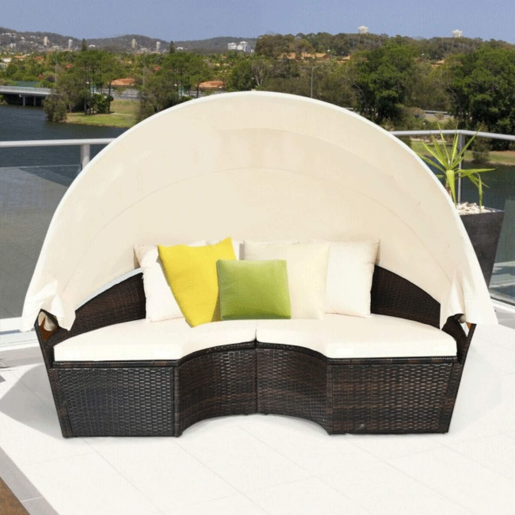 Alora Premium 76-Inch Round Outdoor Patio Rattan Daybed W/ Canopy & Table (SAK96418) – SAKSBY WHOLESALE, view 11