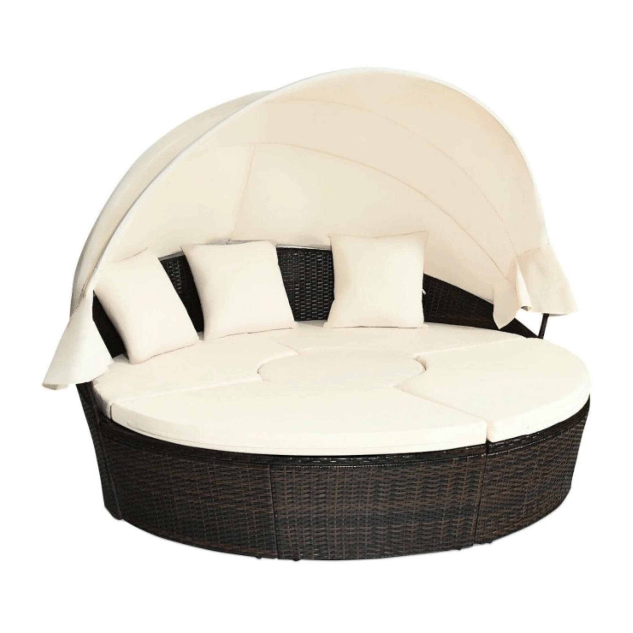 Alora Premium 76-Inch Round Outdoor Patio Rattan Daybed W/ Canopy & Table (SAK96418) – SAKSBY WHOLESALE, view 4
