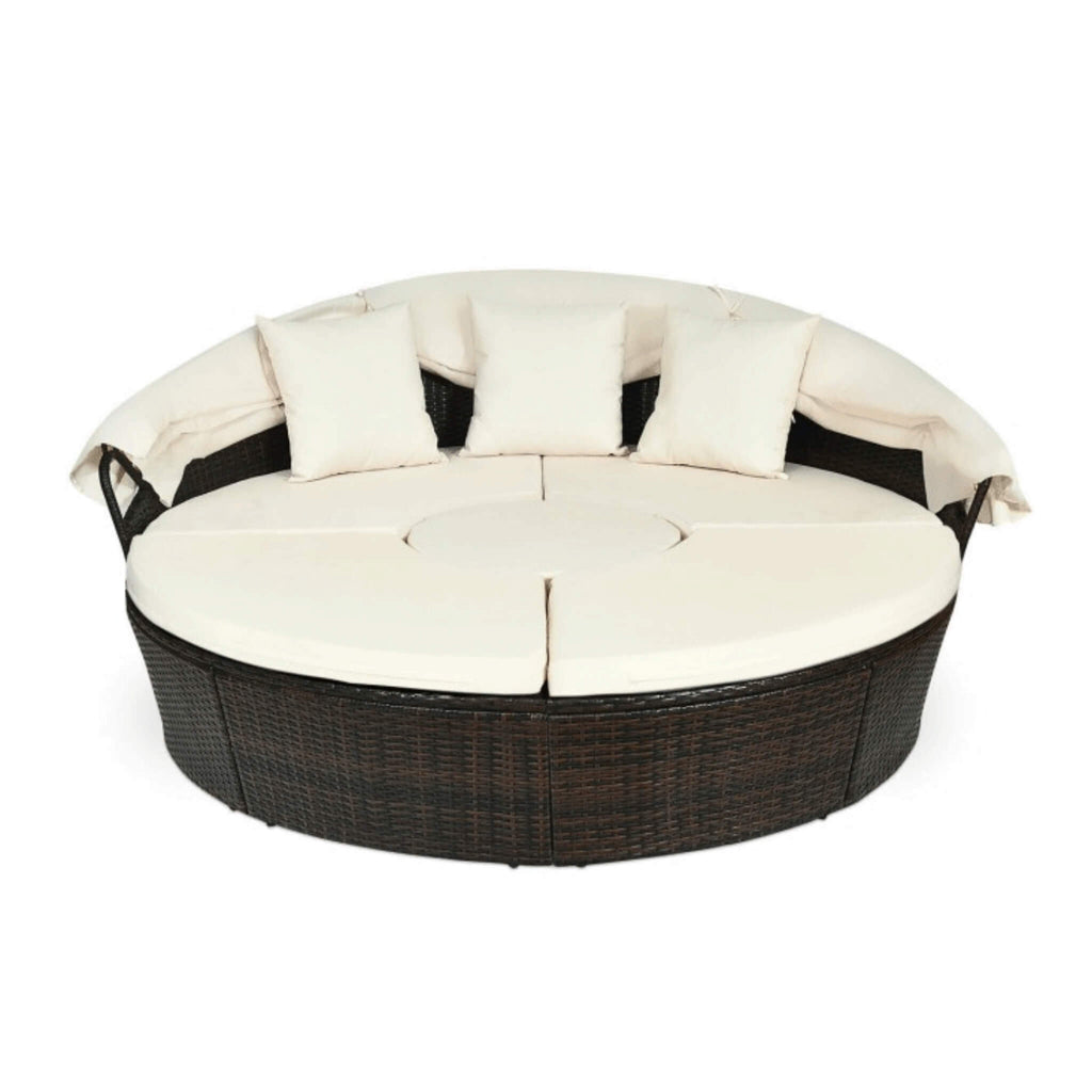 Alora Premium 76-Inch Round Outdoor Patio Rattan Daybed W/ Canopy & Table (SAK96418) – SAKSBY WHOLESALE, view 5