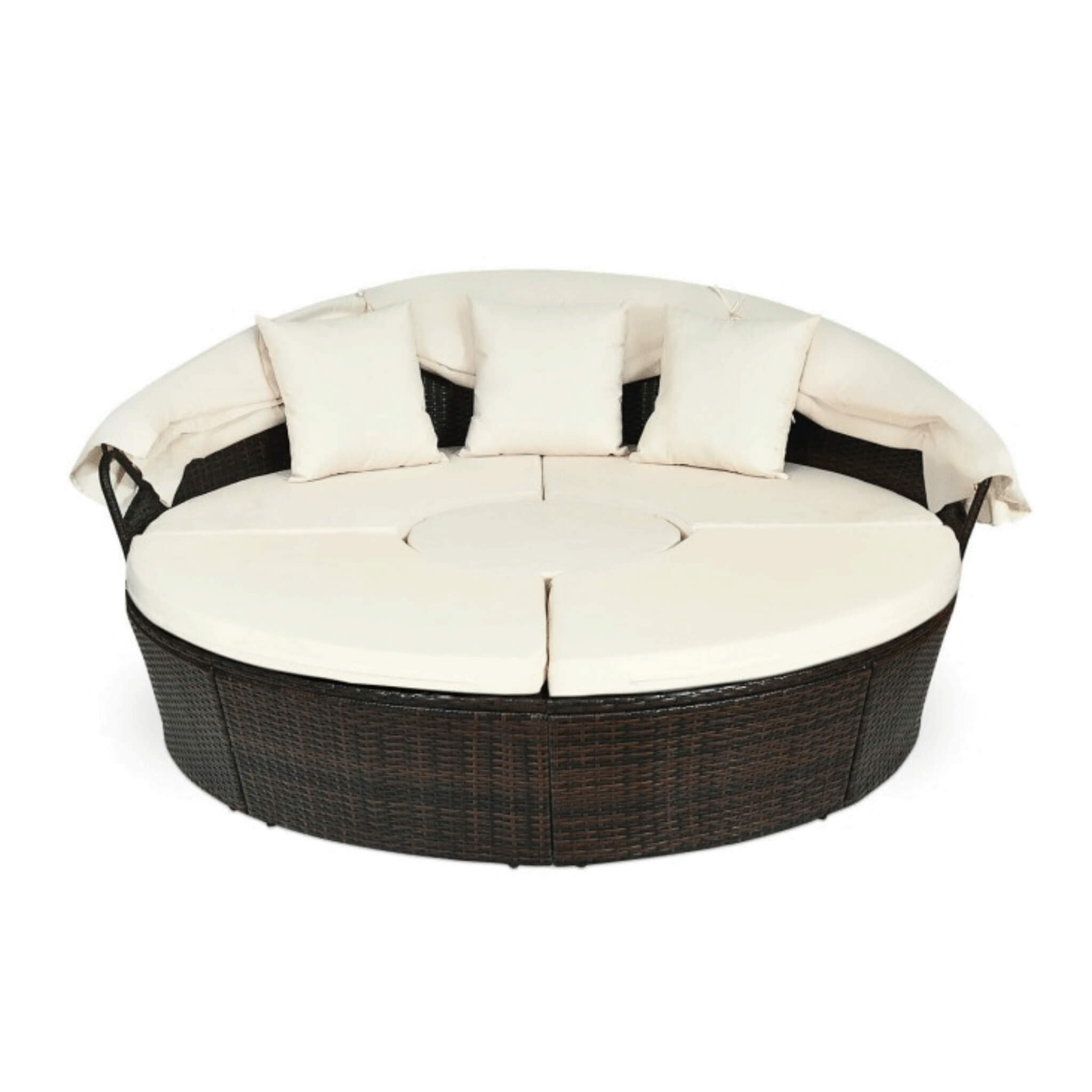 Alora Premium 76-Inch Round Outdoor Patio Rattan Daybed W/ Canopy & Table (SAK96418) – SAKSBY WHOLESALE, view 5