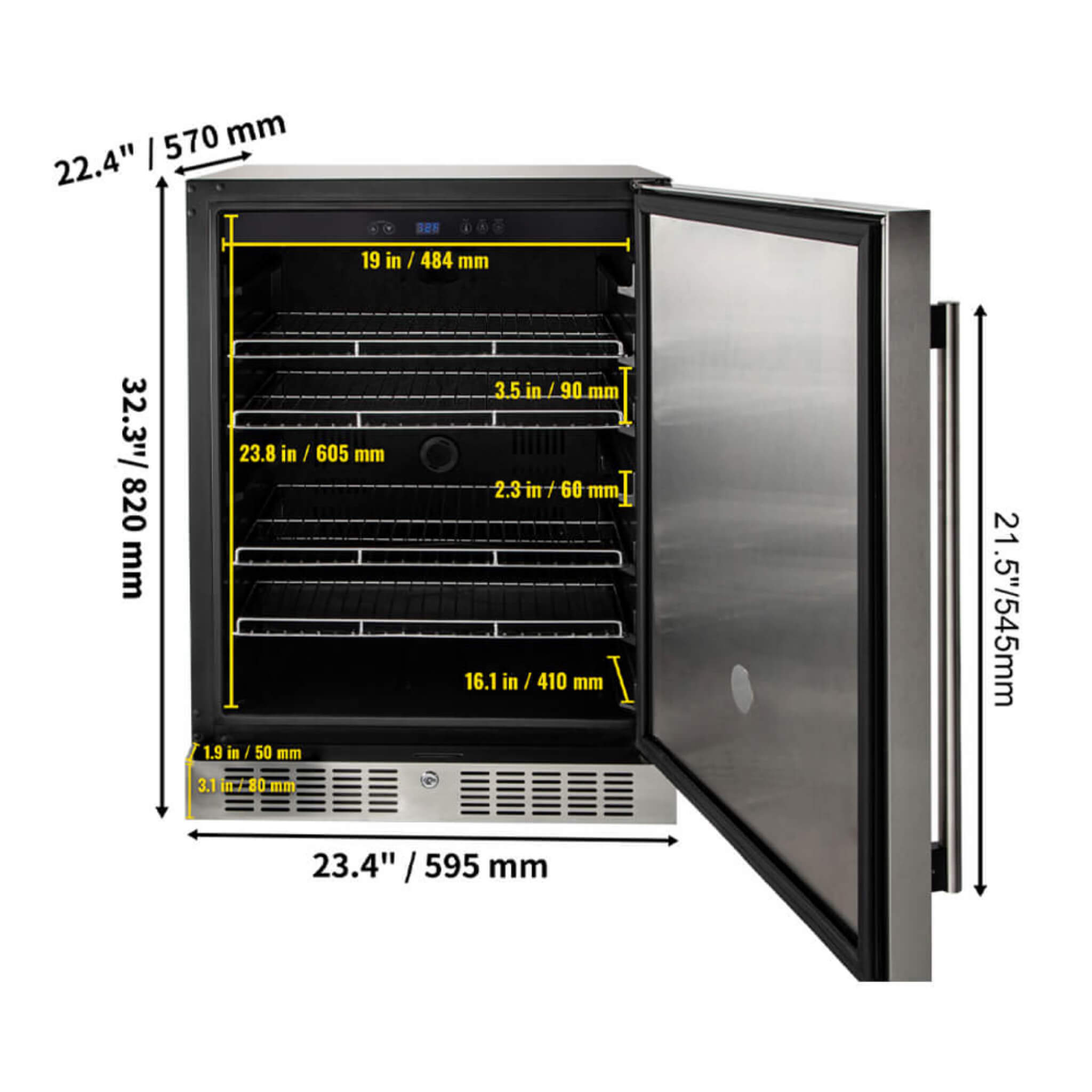 Premium 5.3 Cu.Ft Single Door Stainless Steel Built-In Wine Beverage Undercounter Refrigerator (SAK95276) – SAKSBY WHOLESALE,