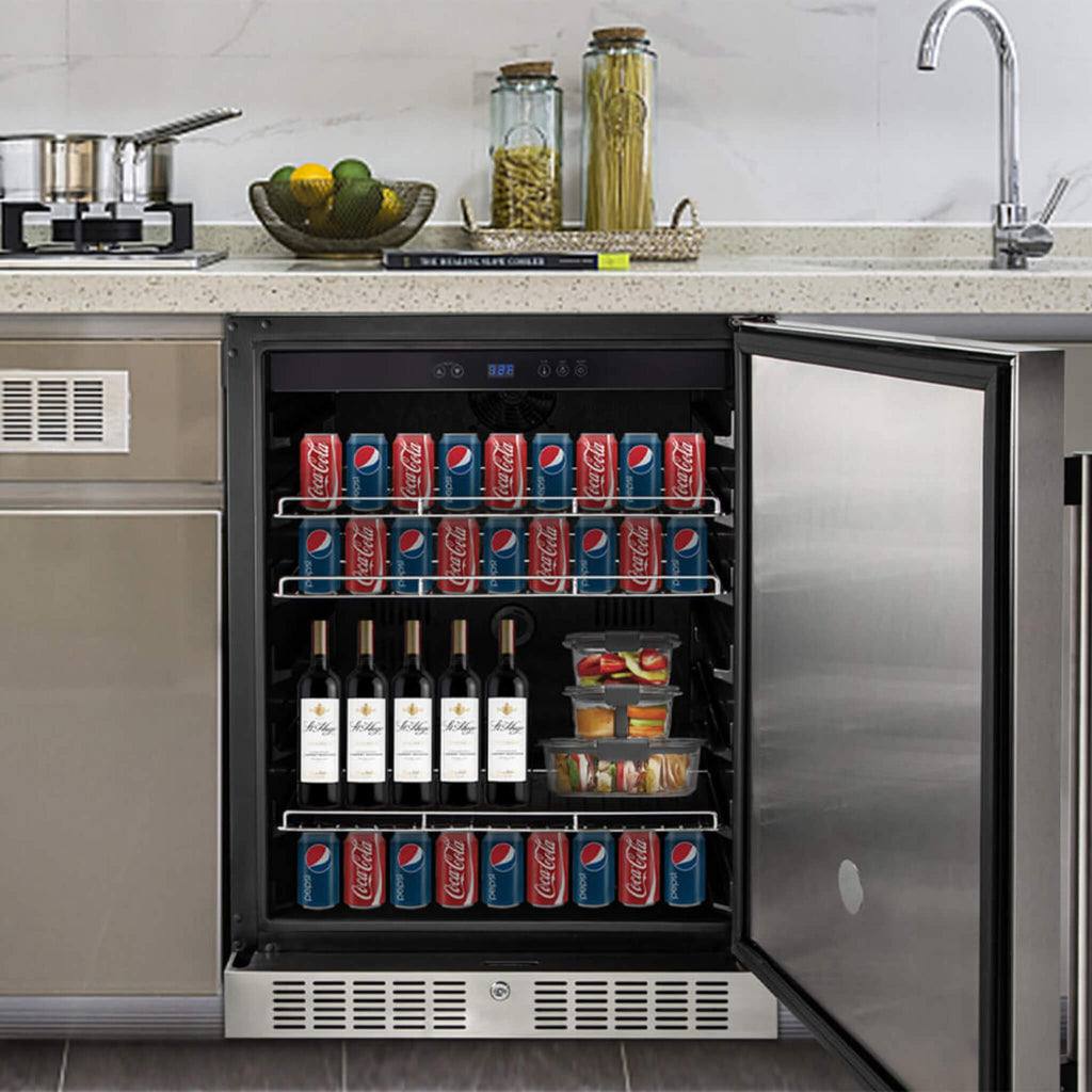 Premium 5.3 Cu.Ft Single Door Stainless Steel Built-In Wine Beverage Undercounter Refrigerator (SAK95276) – SAKSBY WHOLESALE,