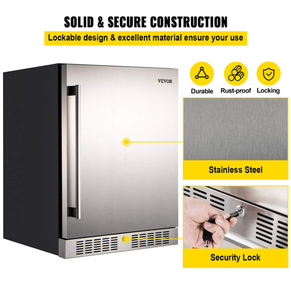 Premium 5.3 Cu.Ft Single Door Stainless Steel Built-In Wine Beverage Undercounter Refrigerator (SAK95276) – SAKSBY WHOLESALE,