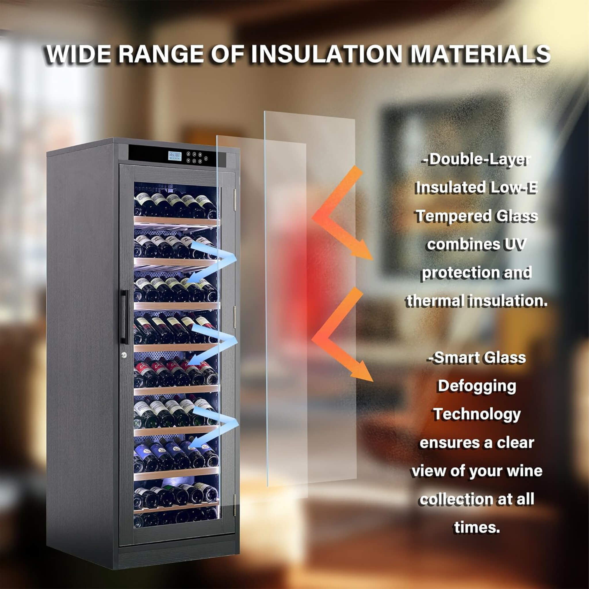 Nuvia 102-Bottle Smart Temperature-Controlled Multi-Tier Wine Cabinet For Home And Bar (SAK46361) – SAKSBY WHOLESALE, view 3