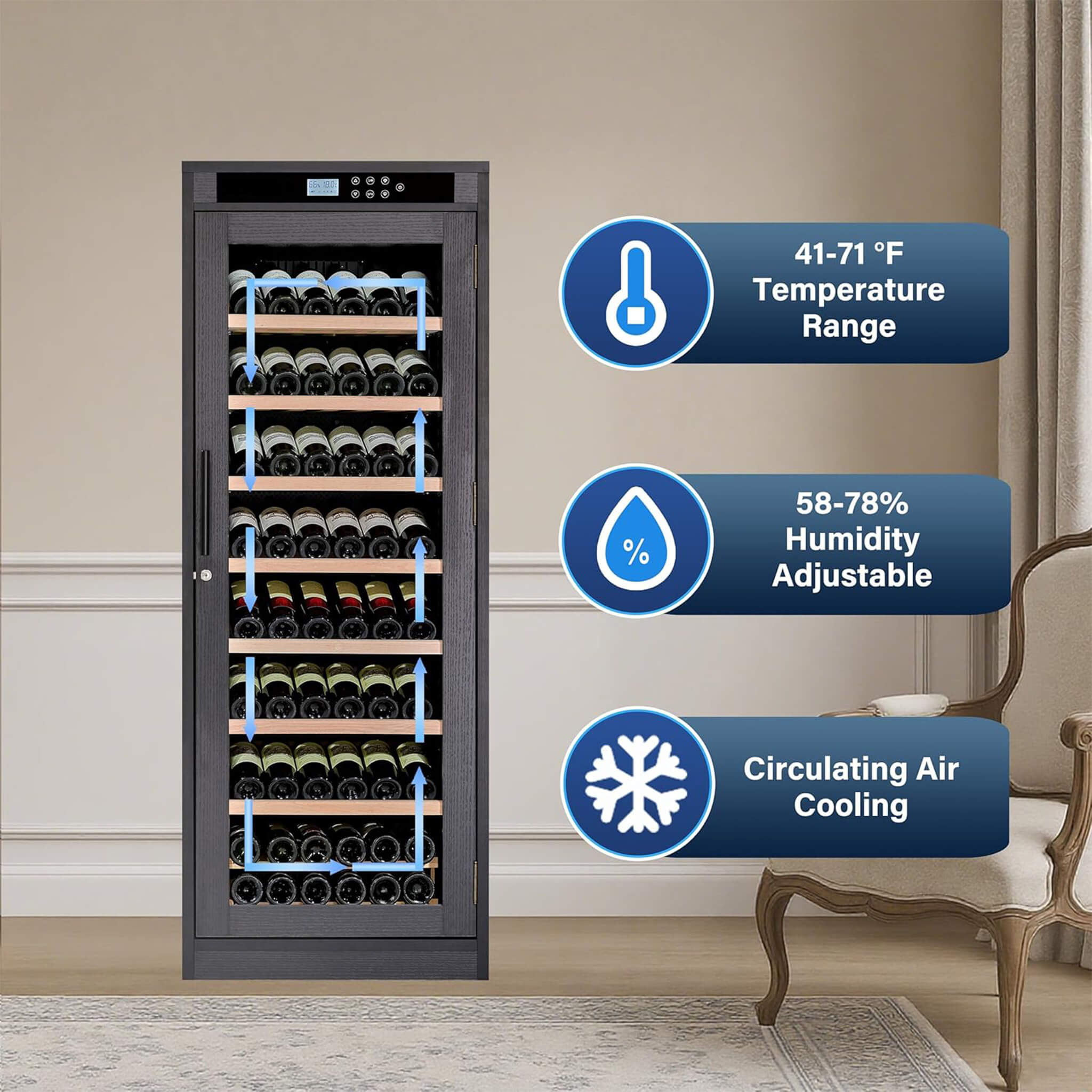 Nuvia 102-Bottle Smart Temperature-Controlled Multi-Tier Wine Cabinet For Home And Bar (SAK46361) – SAKSBY WHOLESALE, view 5