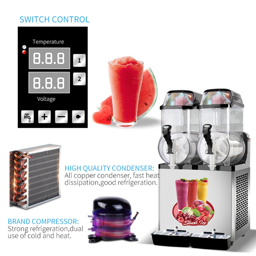 Premium Stainless Steel Margarita Frozen Drink Double Tank Slushy Maker Machine, 30L (SAK48253) – SAKSBY WHOLESALE, view 4