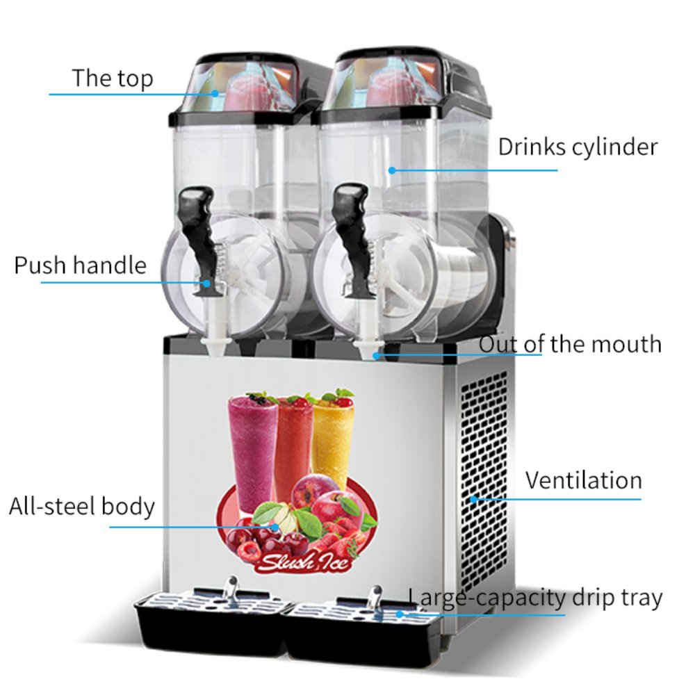 Premium Stainless Steel Margarita Frozen Drink Double Tank Slushy Maker Machine, 30L (SAK48253) – SAKSBY WHOLESALE, view 3