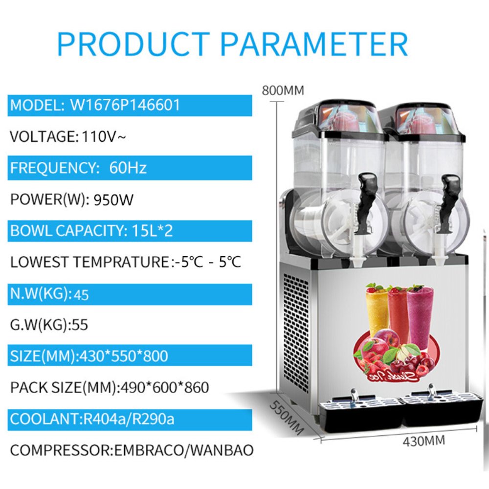 Premium Stainless Steel Margarita Frozen Drink Double Tank Slushy Maker Machine, 30L (SAK48253) – SAKSBY WHOLESALE, view 10
