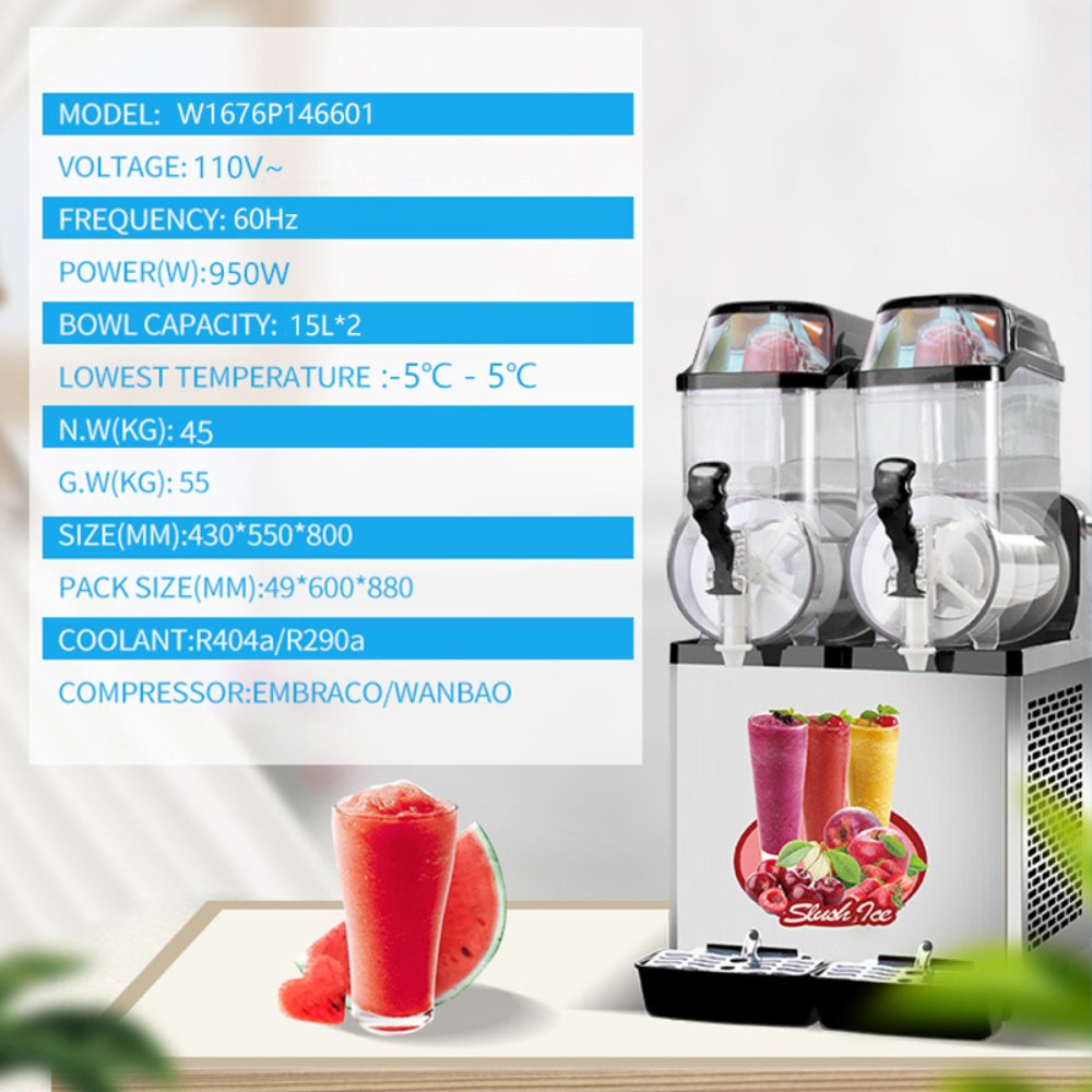 Premium Stainless Steel Margarita Frozen Drink Double Tank Slushy Maker Machine, 30L (SAK48253) – SAKSBY WHOLESALE, view 11