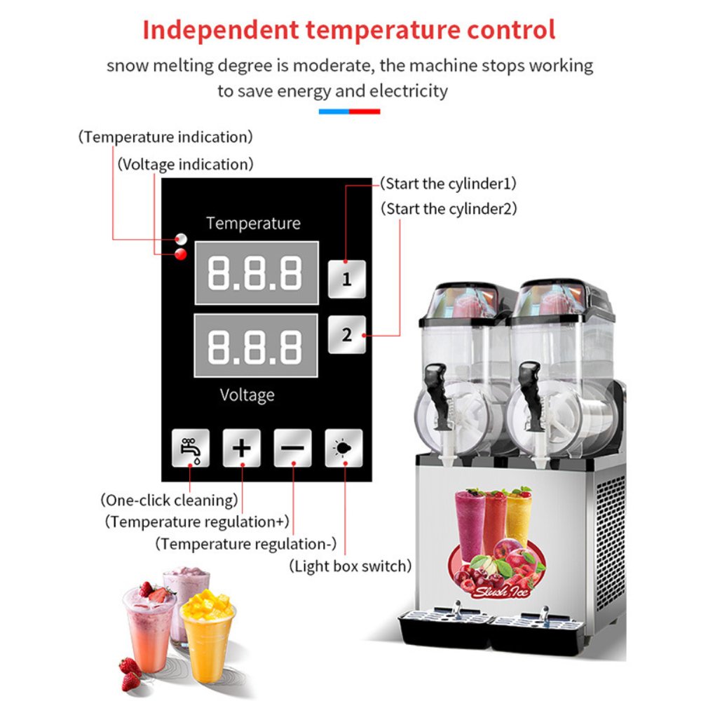 Premium Stainless Steel Margarita Frozen Drink Double Tank Slushy Maker Machine, 30L (SAK48253) – SAKSBY WHOLESALE, view 12