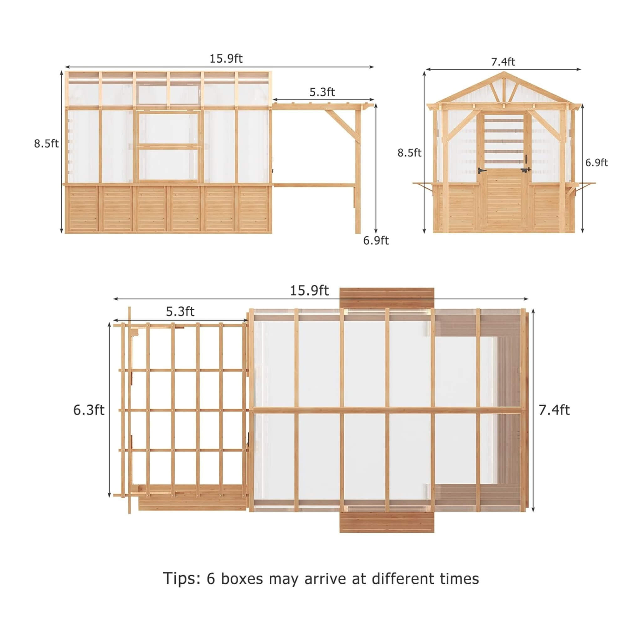 Premium Walk-In Spruce Wood Greenhouse With Pergola And Shelves (SAK75890) – SAKSBY WHOLESALE, view 11