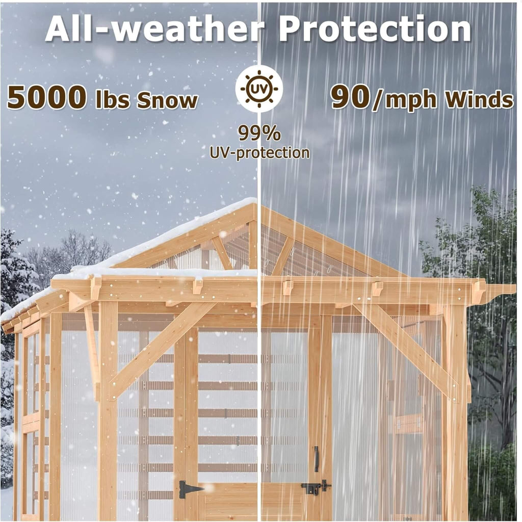 Premium Walk-In Spruce Wood Greenhouse With Pergola And Shelves (SAK75890) – SAKSBY WHOLESALE, view 4