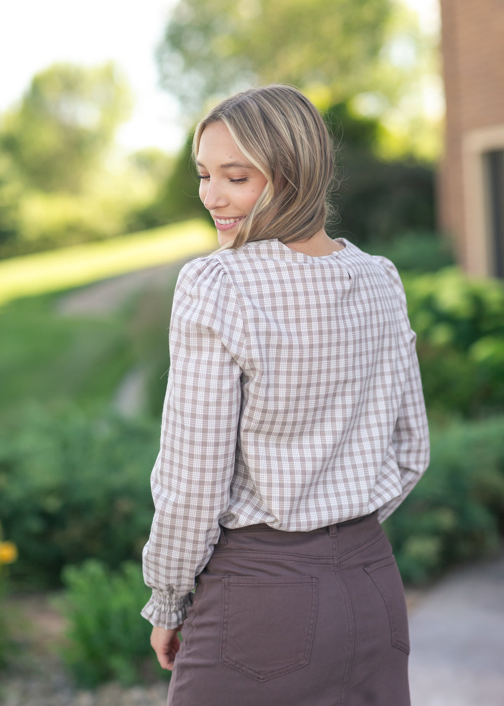 Inherit Co. Blake Cinched Sleeve Blouse — comparison shot