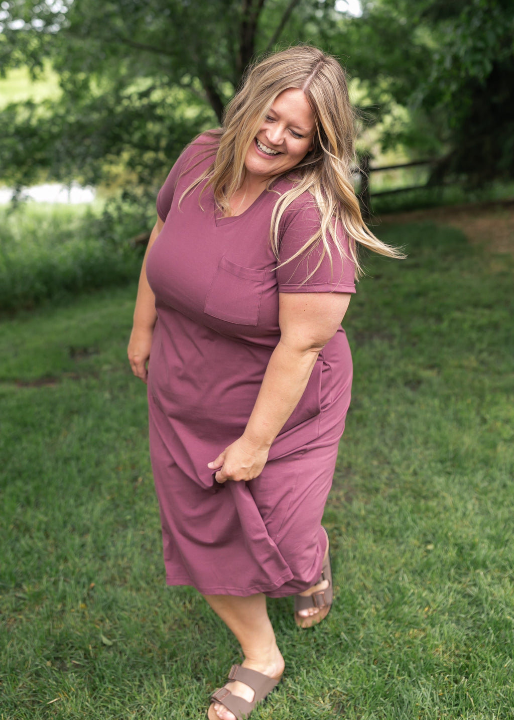 Inherit Co. Finley V-neck T-shirt Dress — flat-lay composition