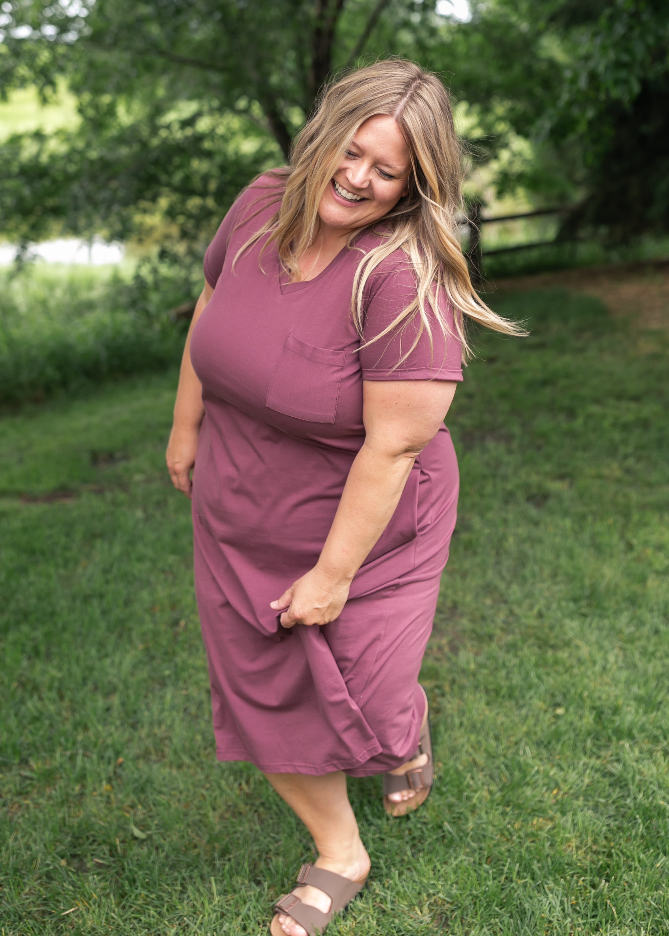 Inherit Co. Finley V-neck T-shirt Dress — flat-lay composition