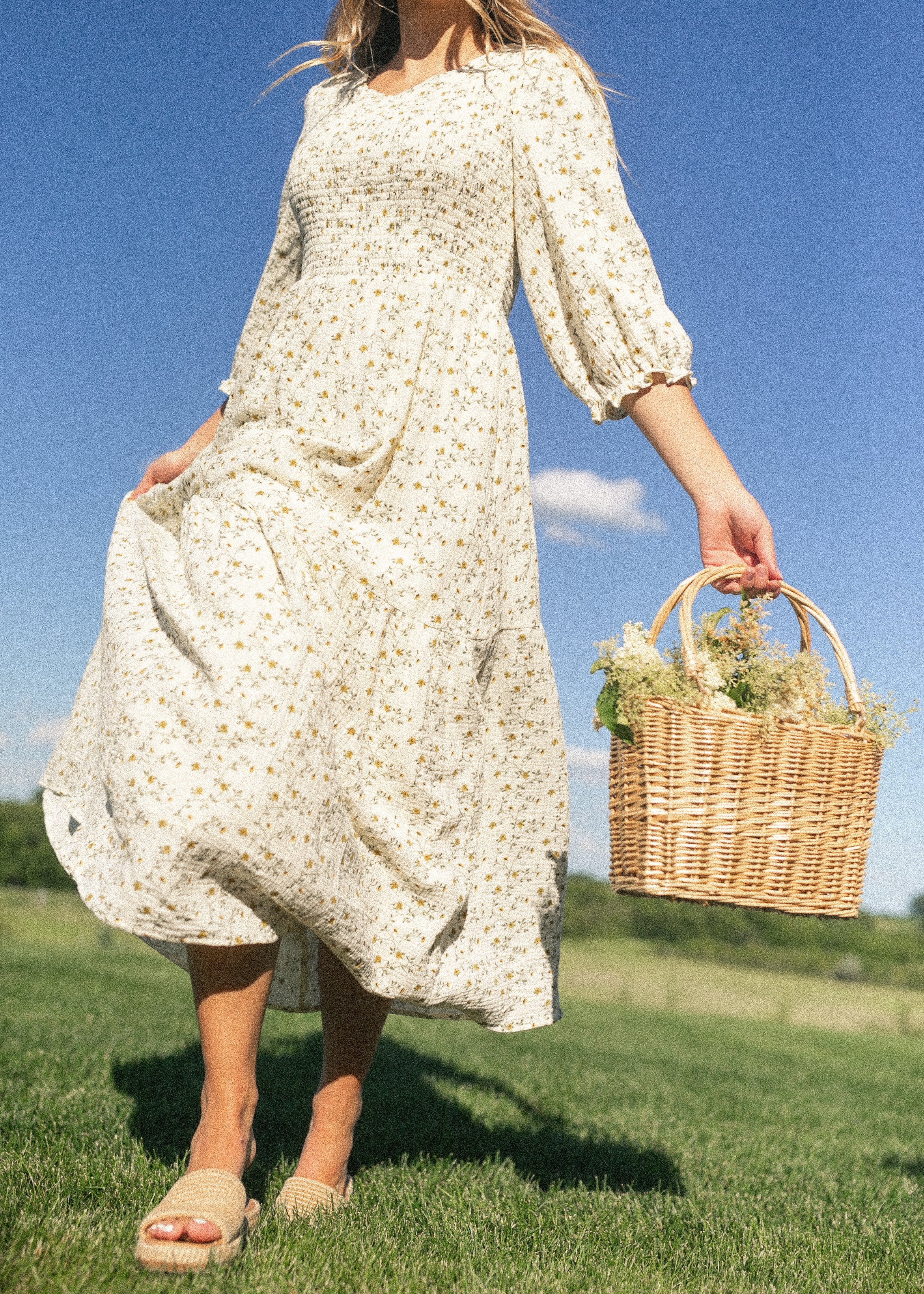 Inherit Co. Flora Smocked Midi Dress — feature highlight