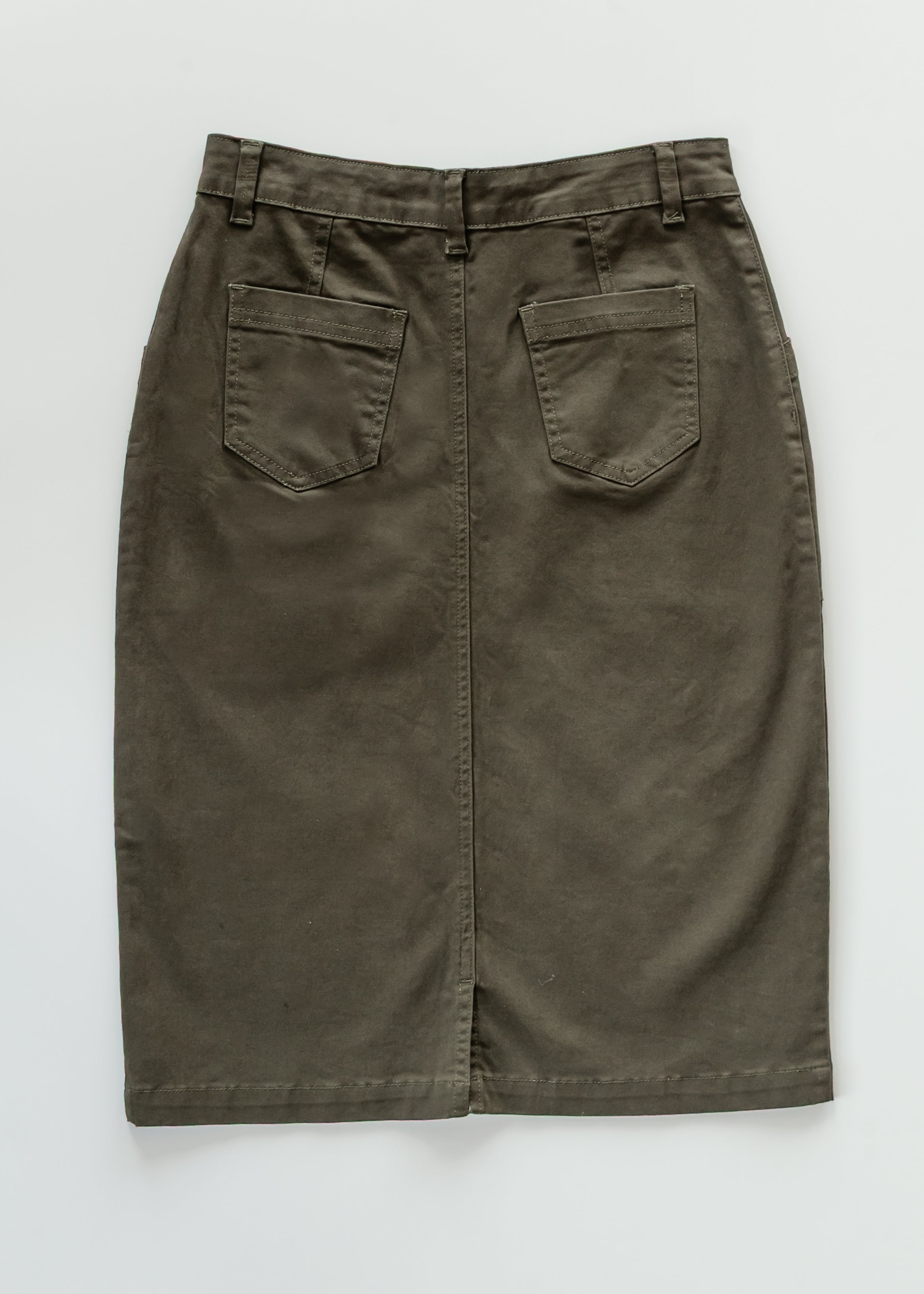 Inherit Co. Kennedy Olive Midi Denim Skirt — feature highlight