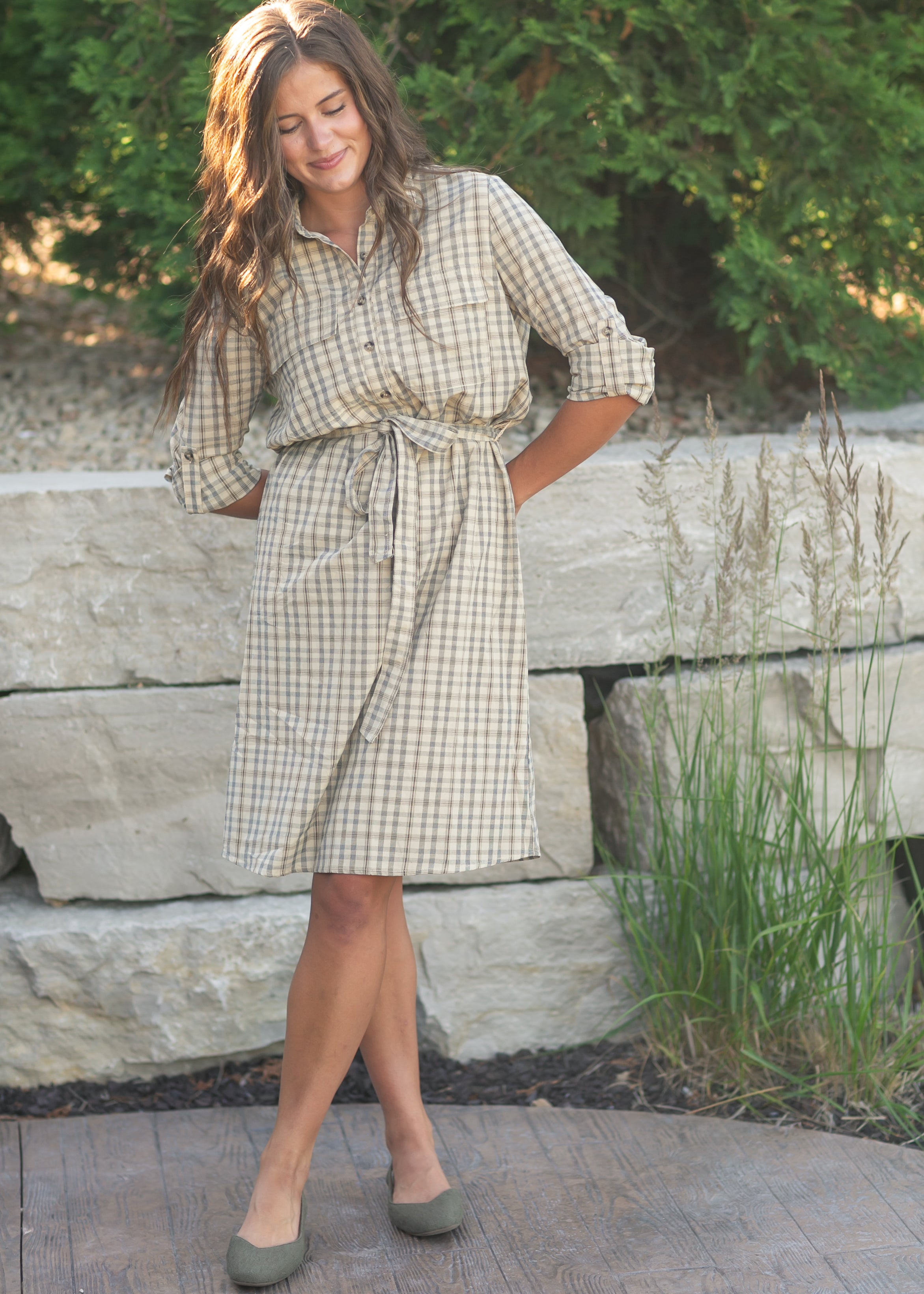 Inherit Co. Kimberly Shirt Dress - FINAL SALE — product on model