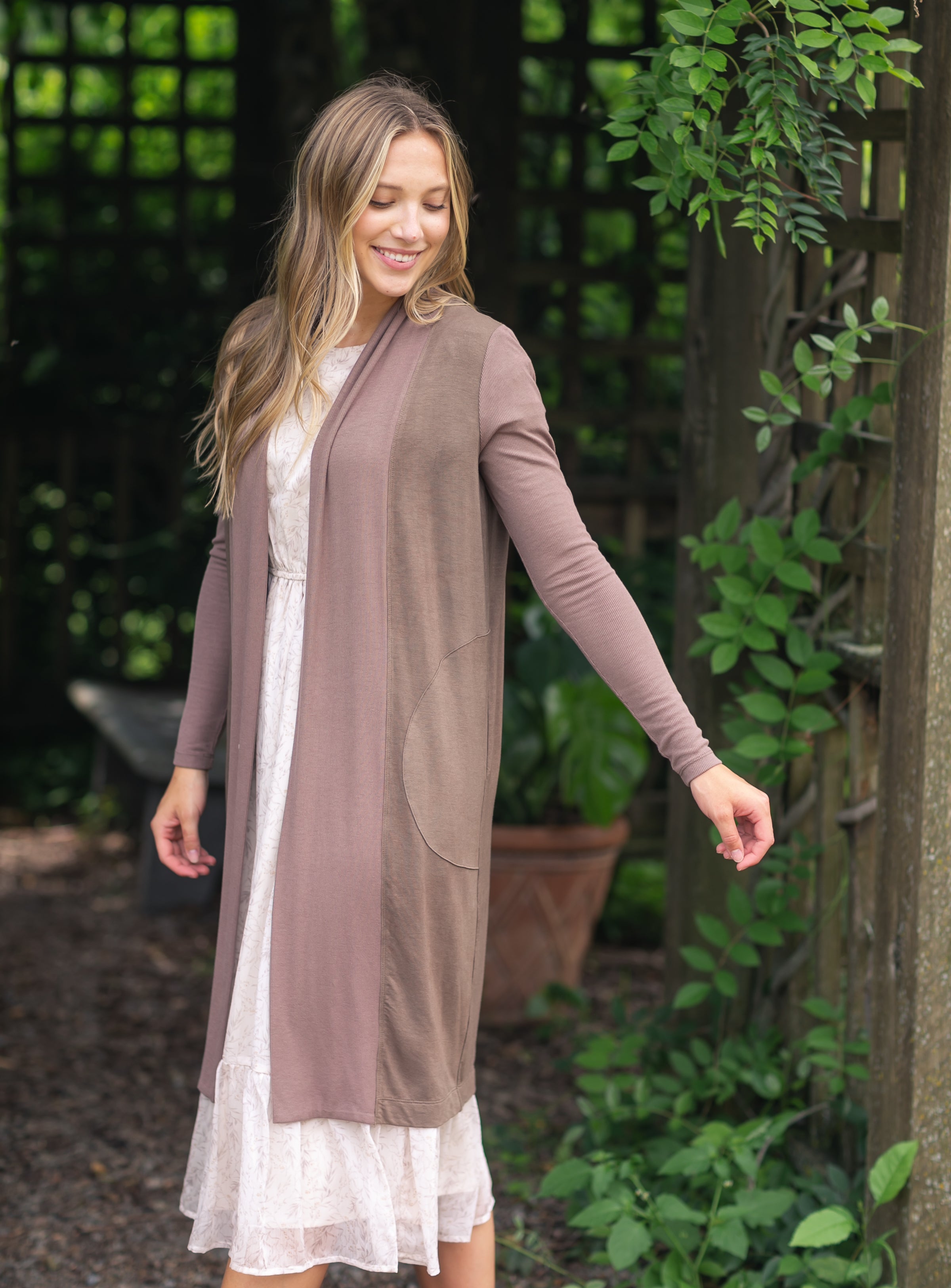 Inherit Co. Kylin Open Front Cardigan — back view