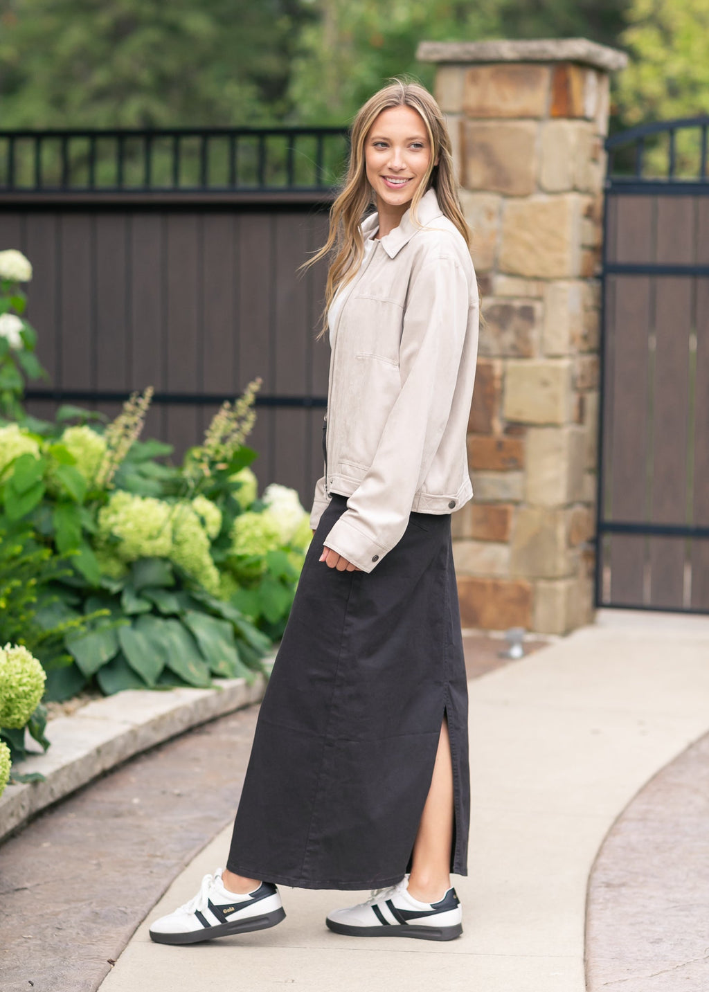 Inherit Co. Stella Onyx Black Denim Maxi Skirt — alternative angle