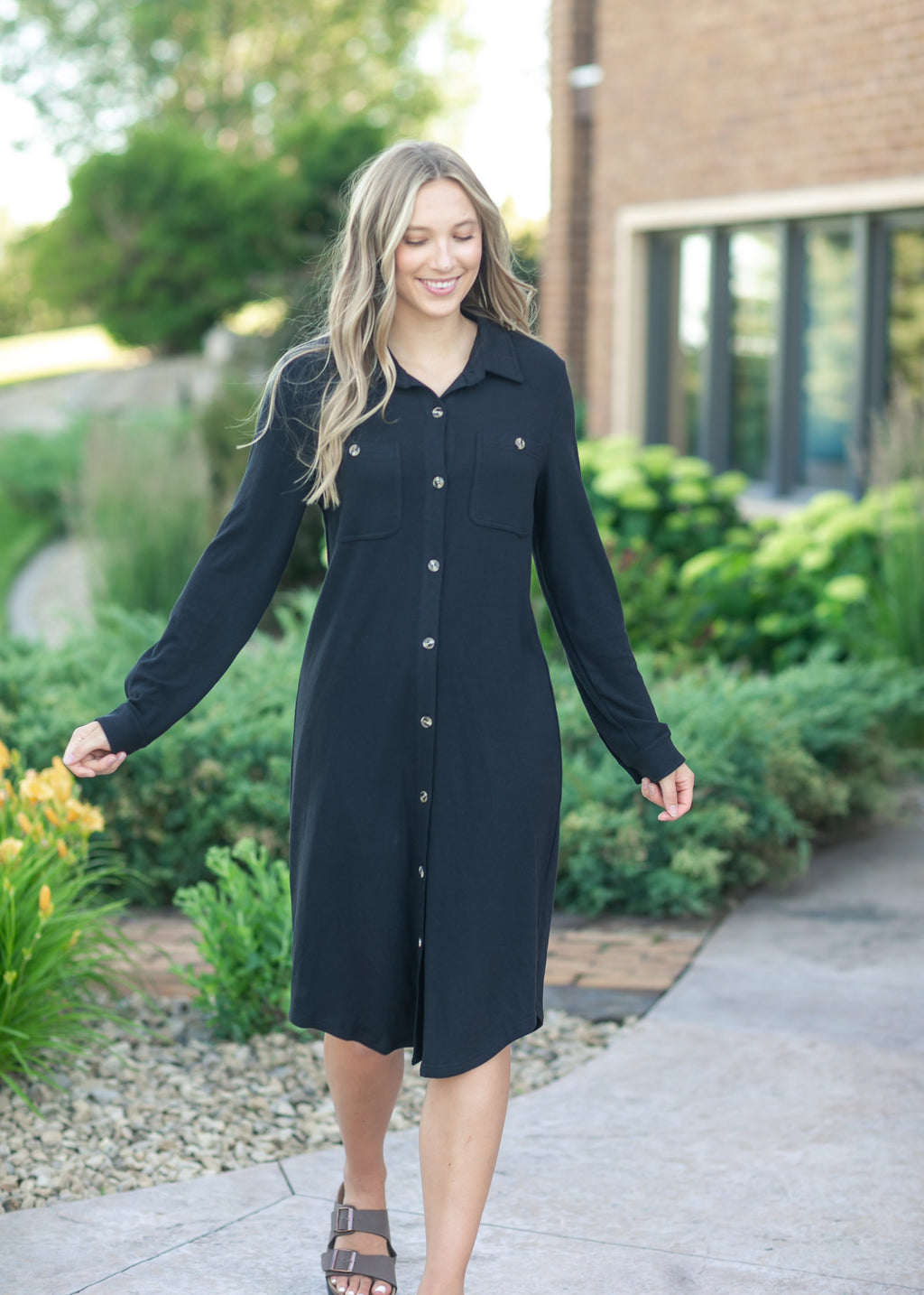 Inherit Co. Teagan Black Ultra Soft Shirt Dress - FINAL SALE — lifestyle context