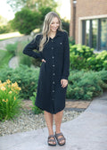 Inherit Co. Teagan Black Ultra Soft Shirt Dress - FINAL SALE — side view