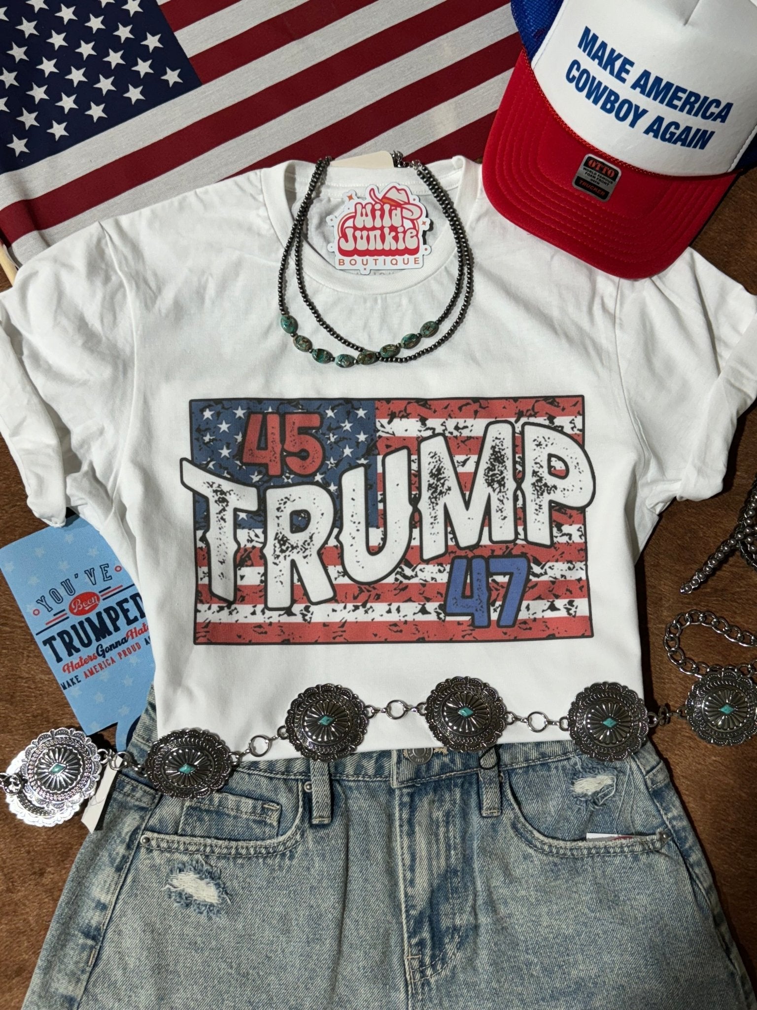 Wild Junkie President Trump: 45 & 47 Graphic Tee — construction detail
