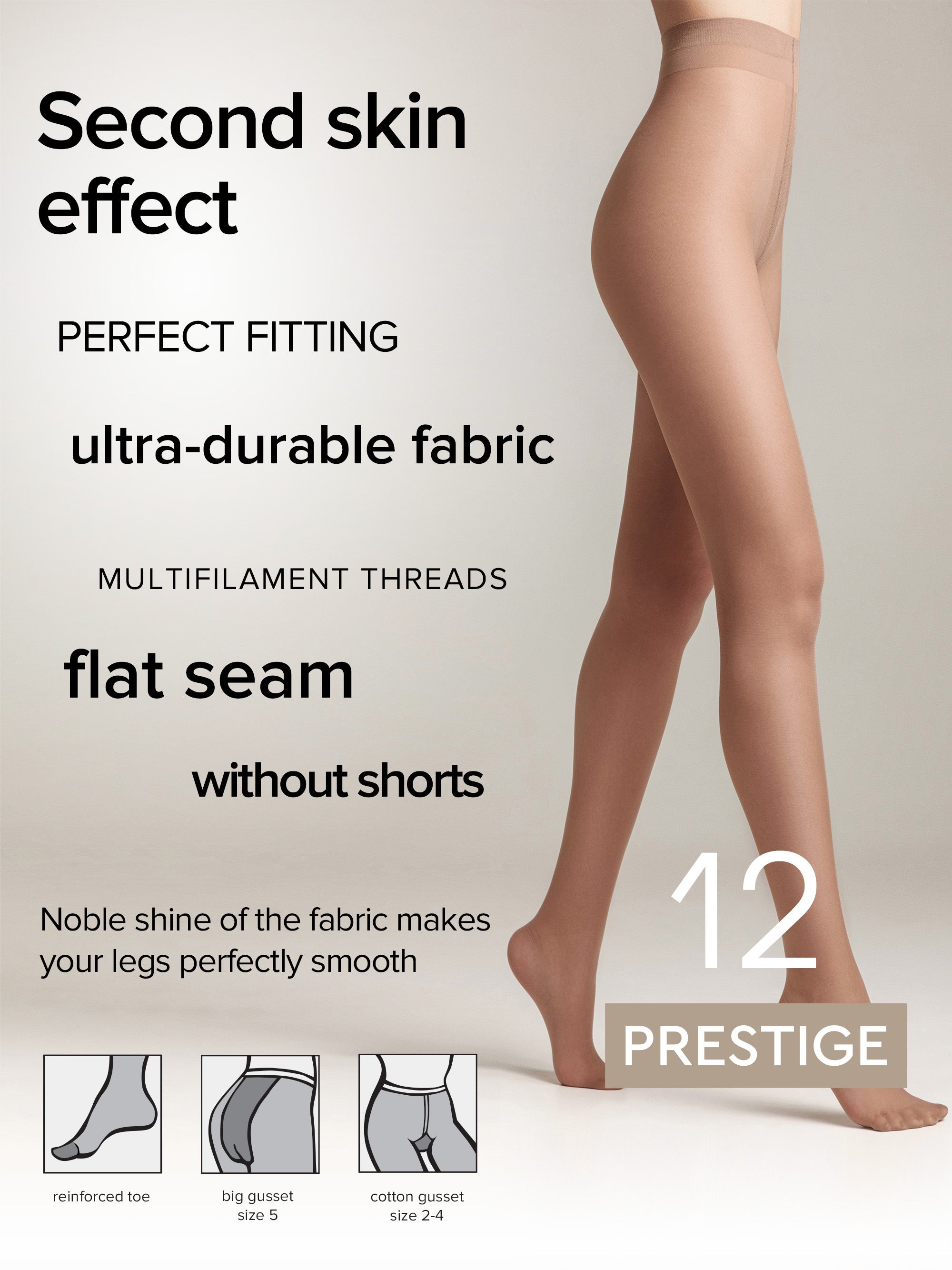 TheRanok.com Tights Conte Prestige 12 Den - Sheer to Waist Noble Shine — fabric or material detail