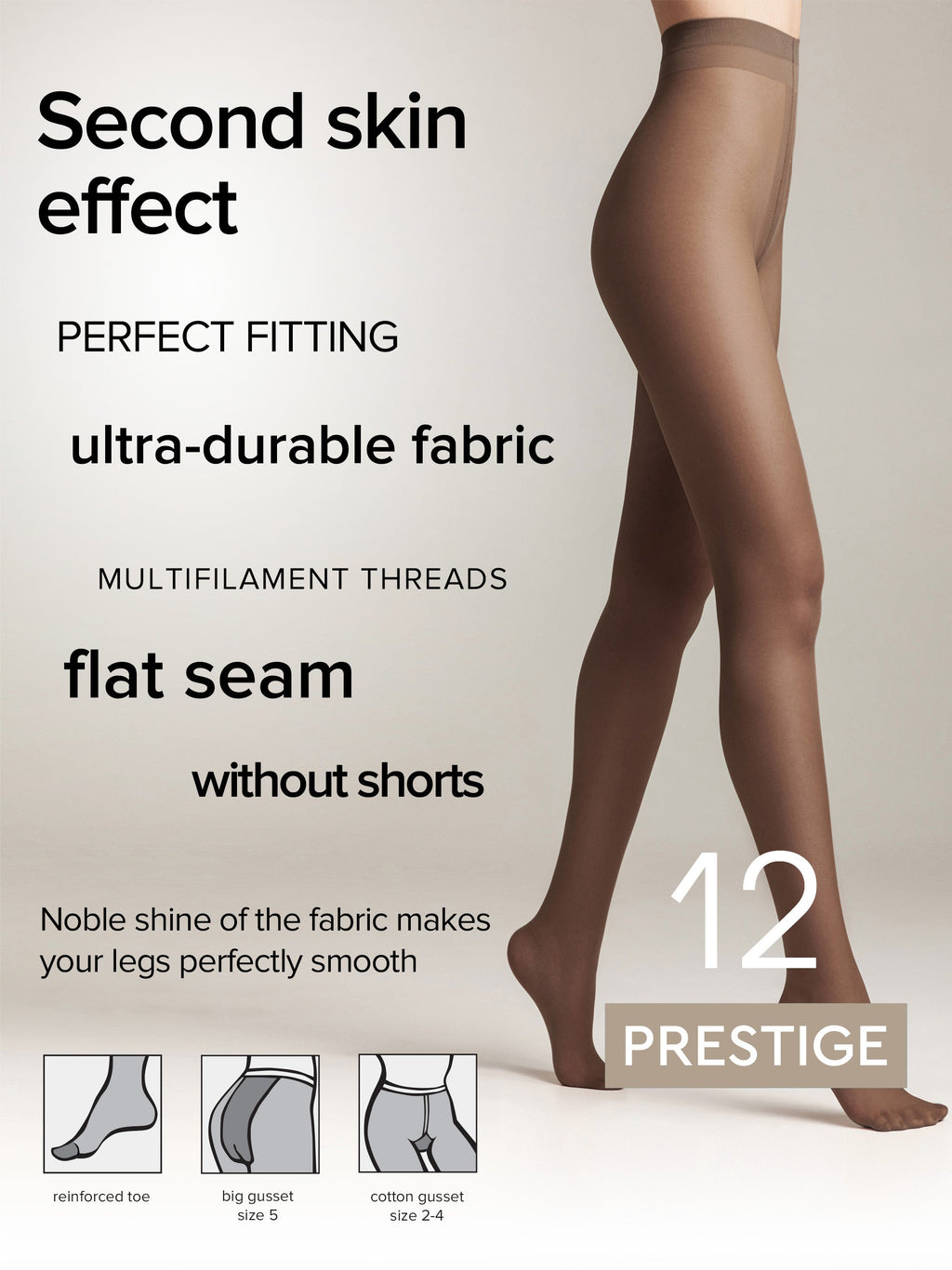 TheRanok.com Tights Conte Prestige 12 Den - Sheer to Waist Noble Shine — comparison shot