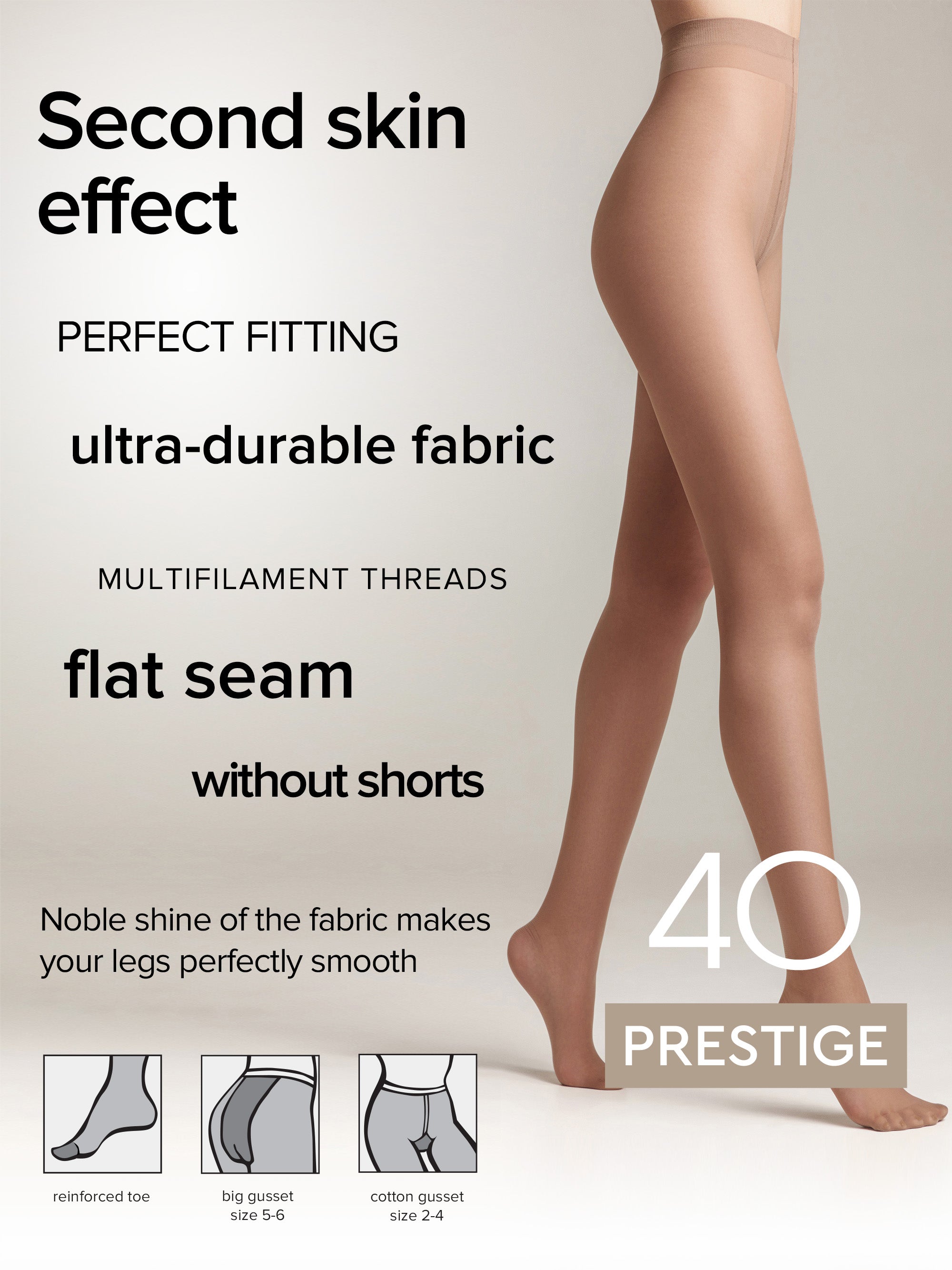TheRanok.com Tights Conte Prestige 40 Den - Sheer to Waist Noble Shine — fabric or material detail