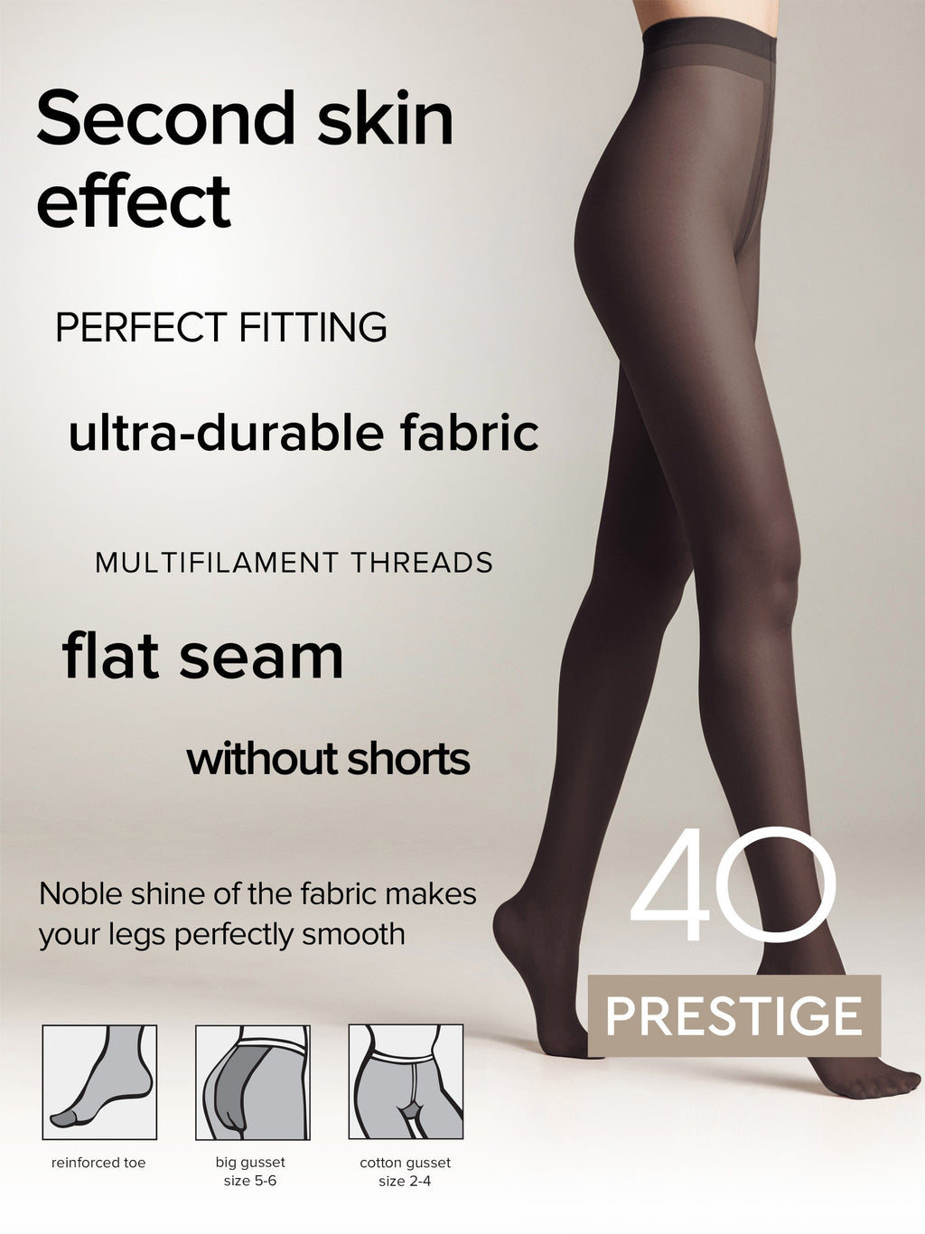 TheRanok.com Tights Conte Prestige 40 Den - Sheer to Waist Noble Shine — detail close-up