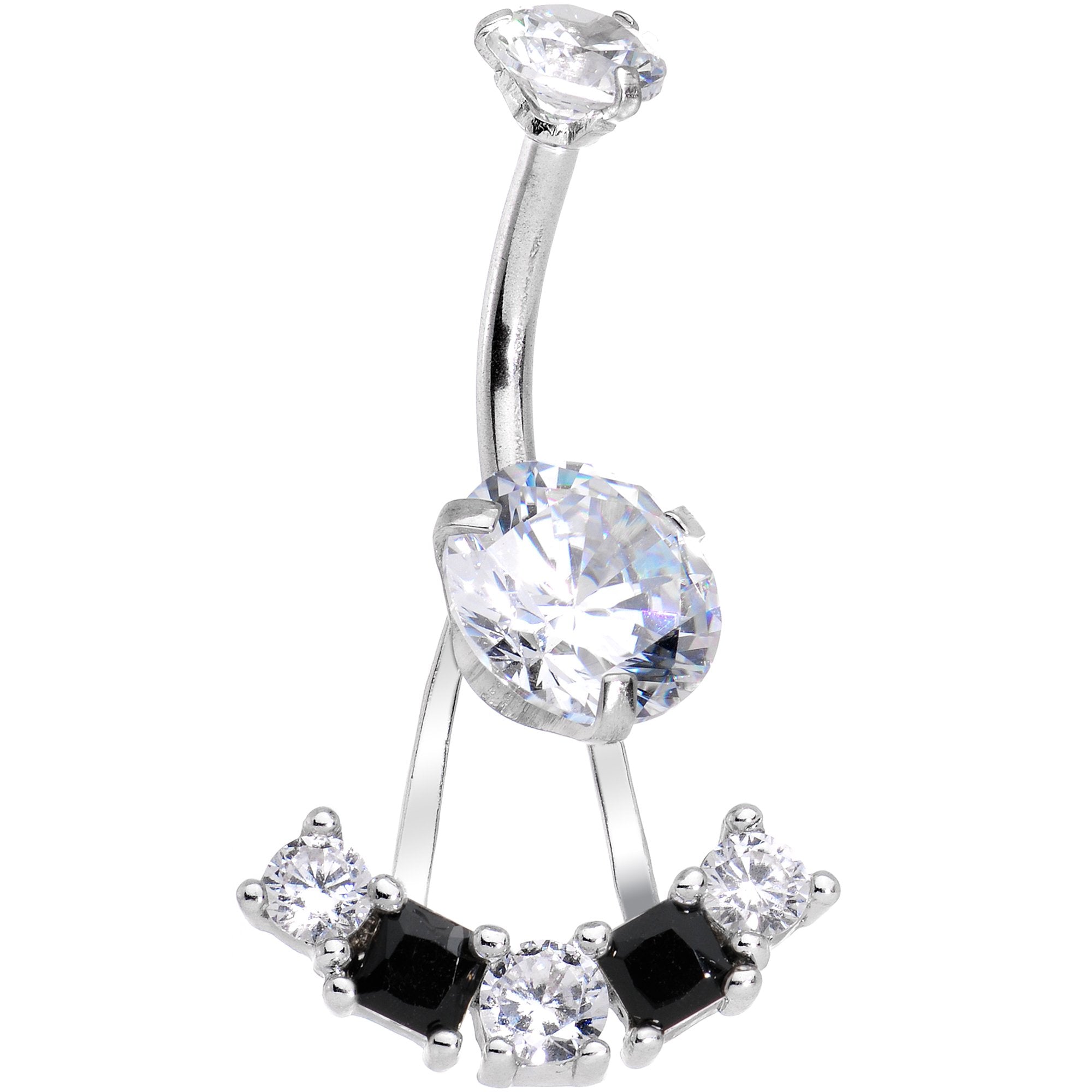 BodyCandy Clear Black CZ Gem Sassy Sparkle Butterfly Dangle Belly Ring — main product shot