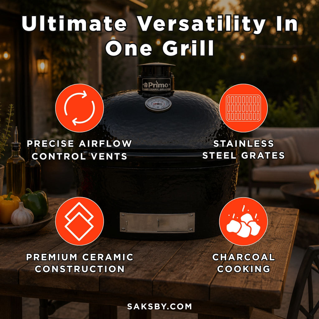 Primo Oval XXL Black Ceramic Kamado Charcoal Grill [PGCXXLH] (SAK25674) – SAKSBY WHOLESALE, view 5