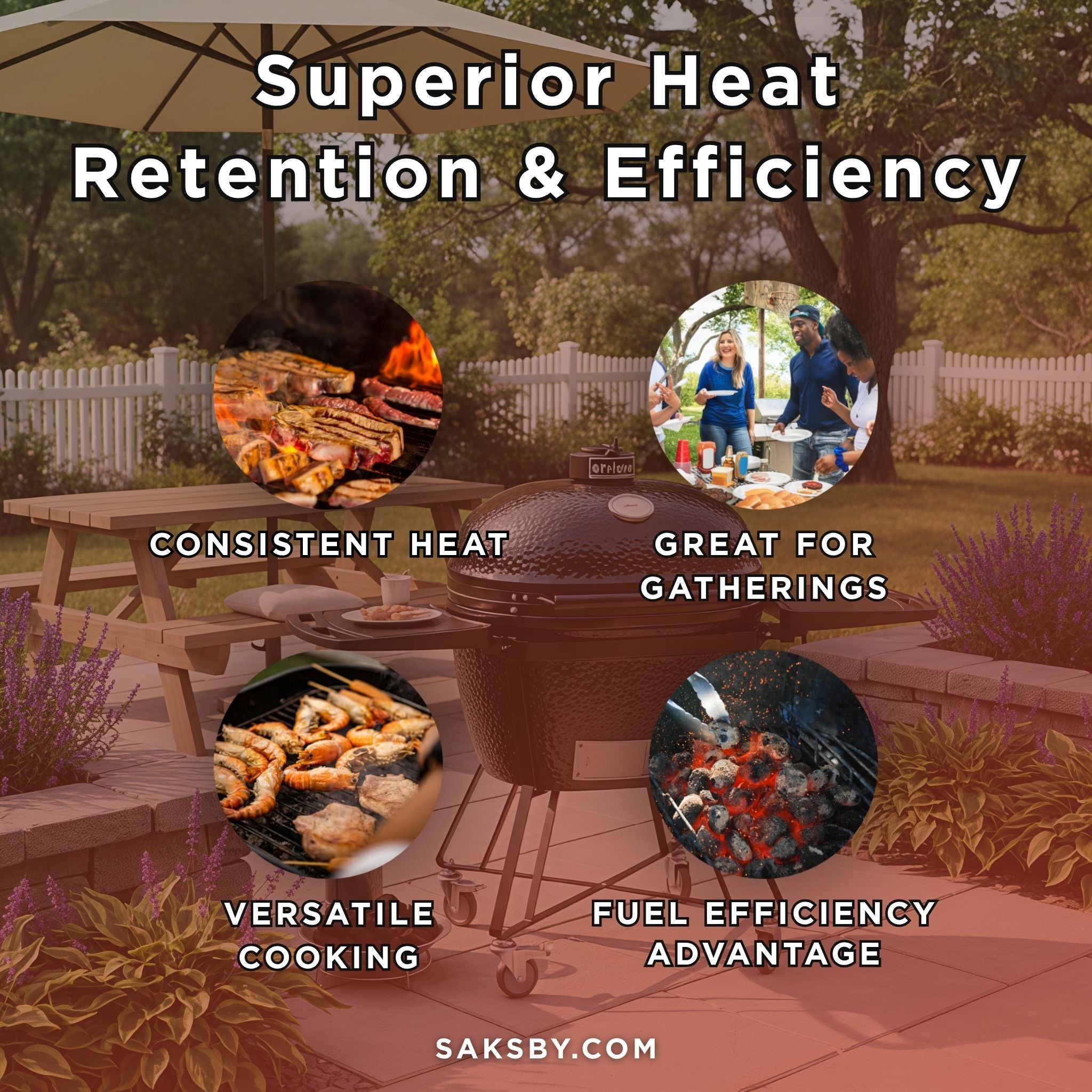 Primo Oval XXL All-In-One Ceramic Charcoal Grill [PGCXXLC] (SAK86742) – SAKSBY WHOLESALE, view 4