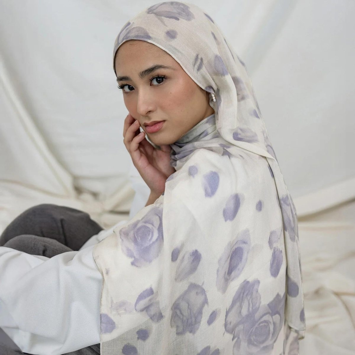 Printed Cotton Hijab Scarf | Soft Breathable Long Headscarf(MH201)