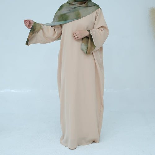 Printed Cuff Nida Abaya & Hijab Set | Relaxed Pocket Maxi Dress Abaya (MA360)