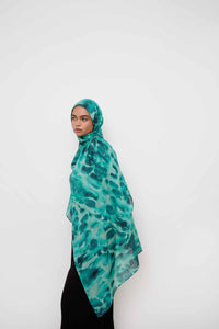 Printed Modal Hijab - Aqua Mirage Hijabs Veiled 