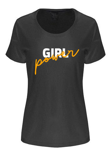 Spun Bamboo Girl Power Printed Women's Bamboo/Cotton Short Sleeve Scoop Neck T-Shirt — detail close-up