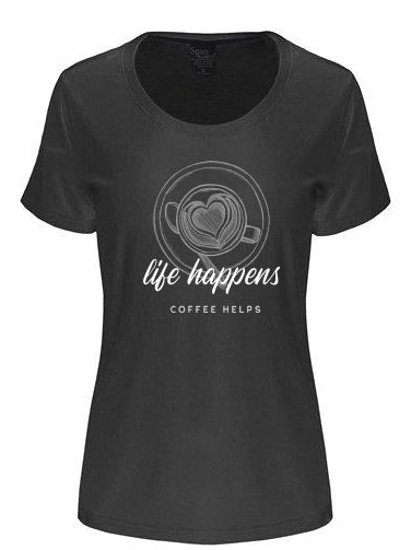 Spun Bamboo Life Happens Printed Women's Bamboo/Cotton Short Sleeve Scoop Neck T-Shirt — side view