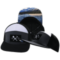 The Heartbeat Brand Prospecting Flat Bill Hat — Black / Charcoal / White — main product shot