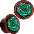 BodyCandy Handcrafted Rosewood Speckled Green Succulent Saddle Plug Set Sizes 14mm to 20mm — alternate view