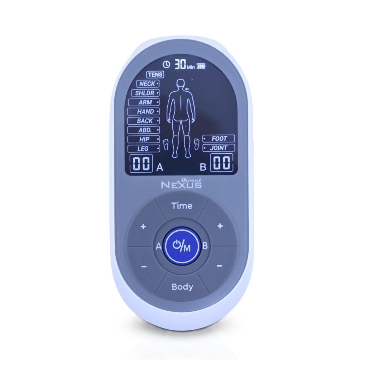 Direct Nexus TENS and EMS Muscle Stimulator Device - 10 TENS Programs, 6 Massage Modes, Adjustable Intensity for Pain Relief