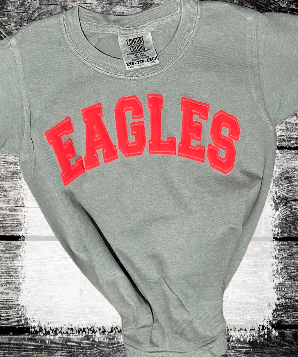 A Blessed Texas Mess Boutique Custom Puff Vinyl School Team Spirit Comfort Colors — main product shot