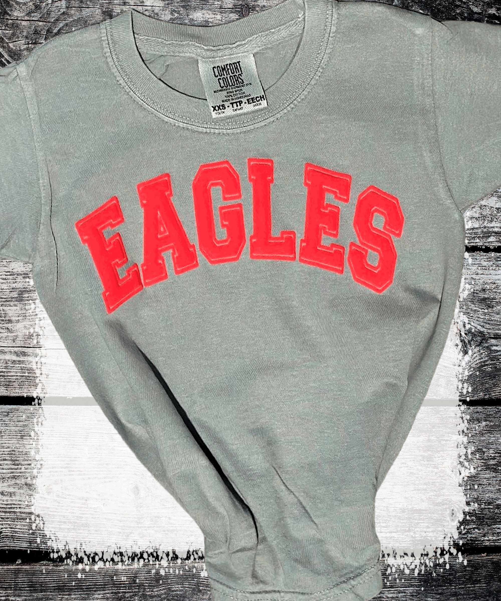 A Blessed Texas Mess Boutique Custom Puff Vinyl School Team Spirit Comfort Colors — main product shot
