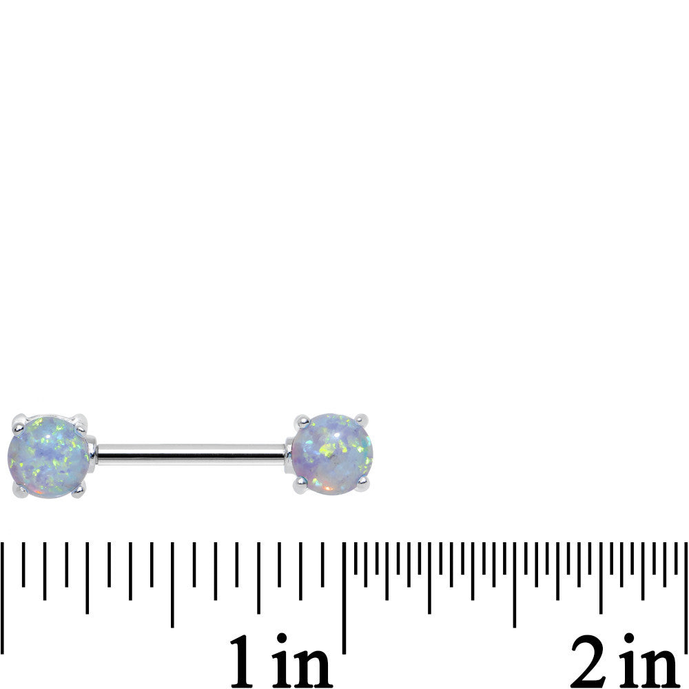 BodyCandy 14G 9/16 Blue Synthetic Opal Ends Nipple Barbell Set — lifestyle context