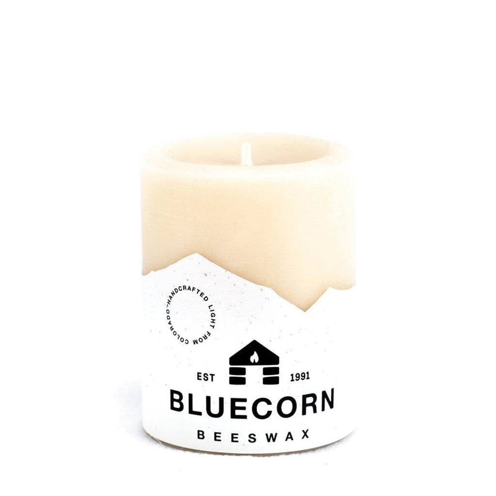 Bluecorn Candles Ivory Pure Beeswax Pillar Candles — in-use context