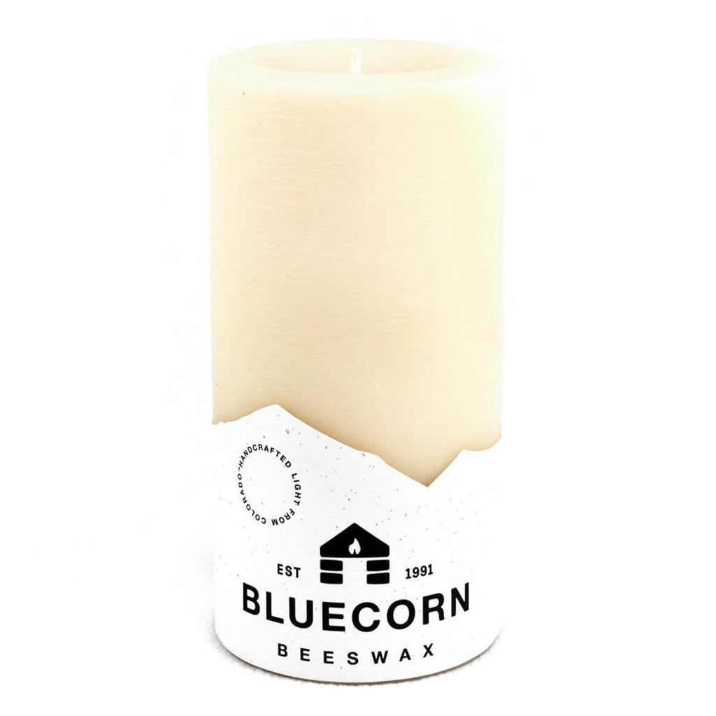 Bluecorn Candles Ivory Pure Beeswax Pillar Candles — detail and construction