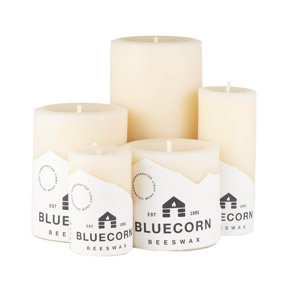 Bluecorn Candles Ivory Pure Beeswax Pillar Candles — main product shot