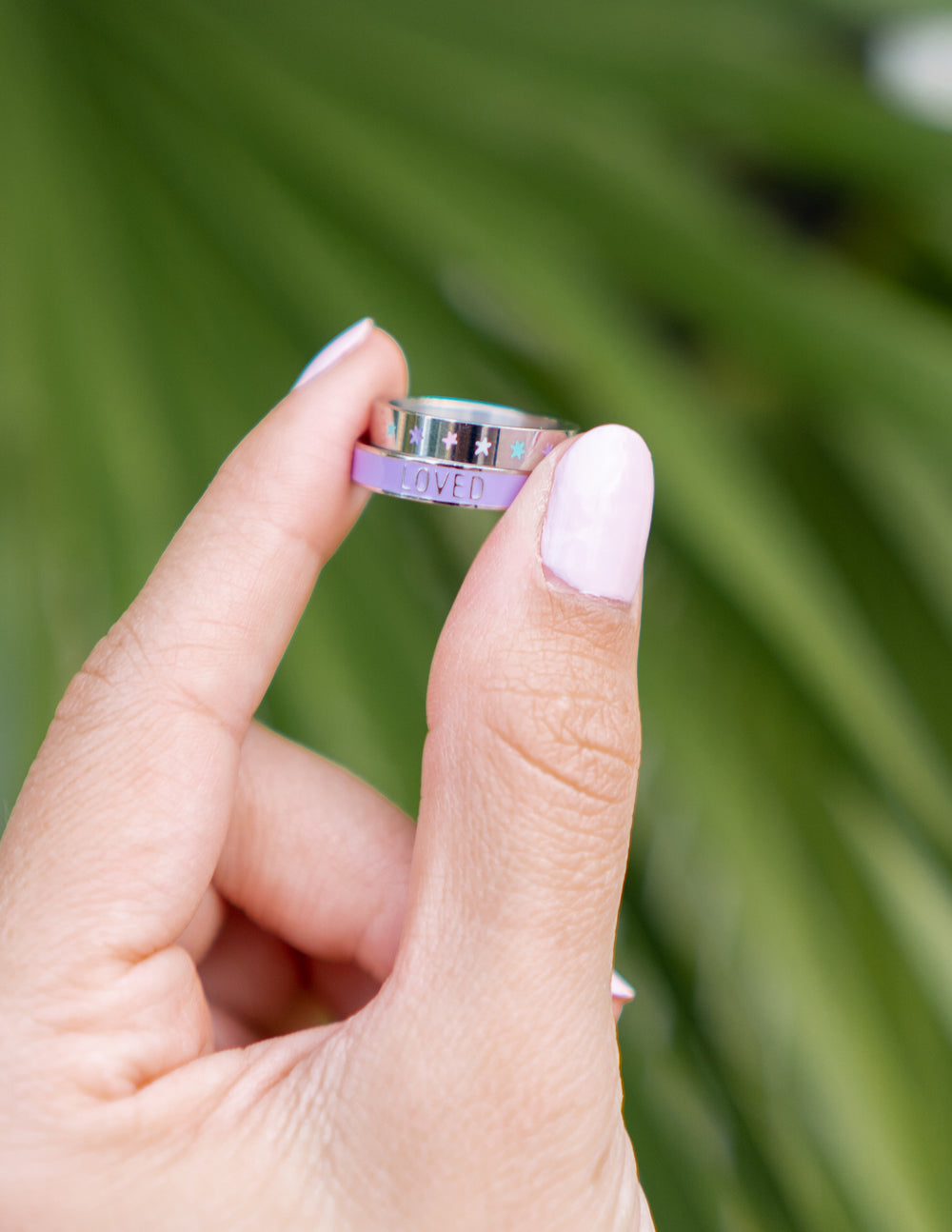 Elevated Faith Lavender Enamel Loved Ring — lifestyle context