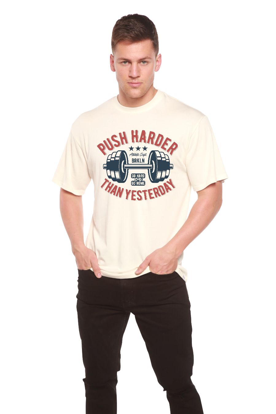 Spun Bamboo Push Harder Men's Bamboo Viscose/Organic Cotton Short Sleeve Graphic T-Shirt — main product shot